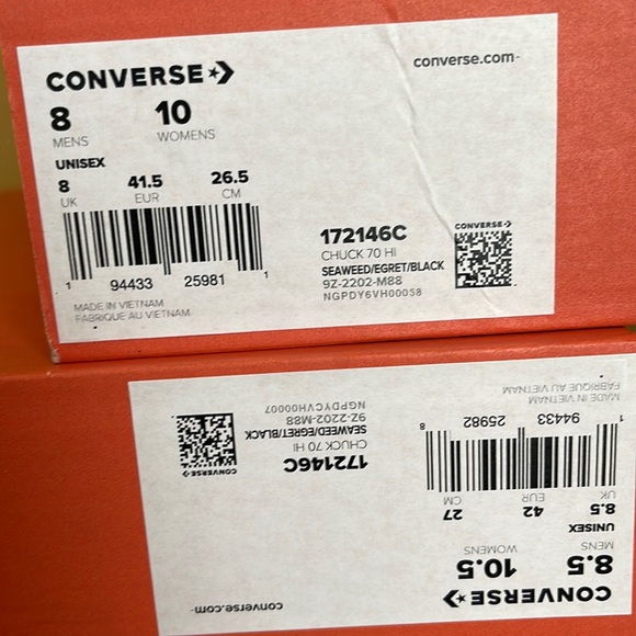 Converse 172146C
CHUCK TAYLOR ALL STAR 70 HI
SEAWEED/EGRET/BLACK WMNS sneakers - Picture 16 of 16